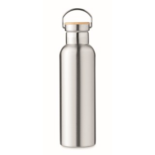 Botella lechera aislante de doble pared con tapa de madera